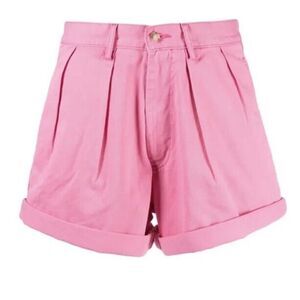 Anthropologie Denimist Pleated Cotton Shorts Size 31 Pink Pockets